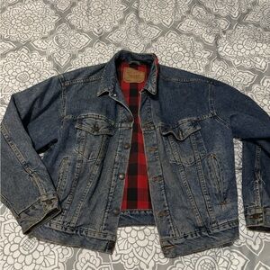 Vintage Levi's Blue Denim Jacket with Red Plaid Interior
